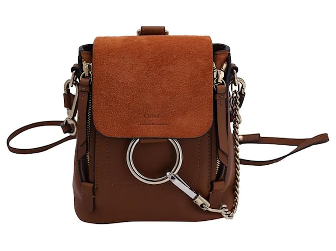 Chloé Mini Faye Backpack in Brown Leather And Suede  Beige Pony-style calfskin  ref.1318273