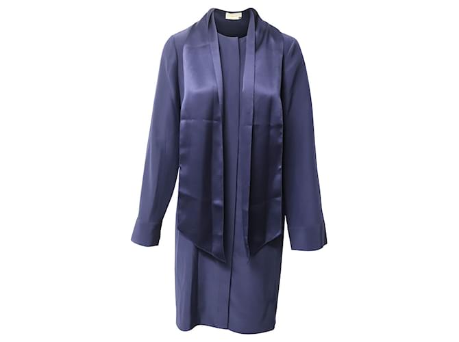 Camisa social com lenço removível Tory Burch em seda azul marinho  ref.1318277