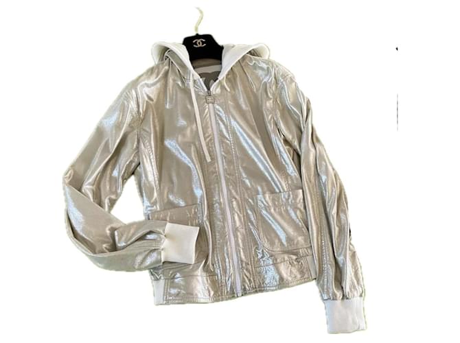 Chanel Champaign Metallic Bomber Jacket Leather  ref.1318296
