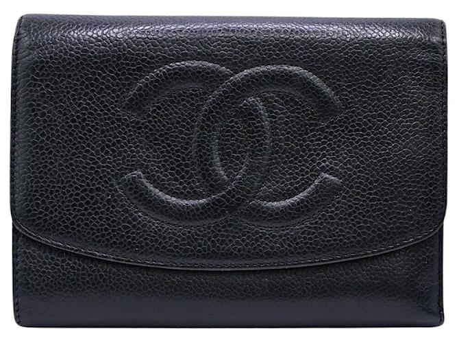 Chanel CC Schwarz Kalbähnliches Kalb  ref.1318331