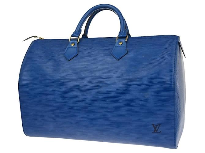 Louis Vuitton Speedy 35 Azul Couro  ref.1318336