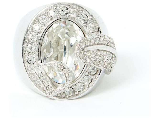 Anel Christian Dior Bague D TDD50 em prata com diamantes fantasia, tamanho US5.75. Metal  ref.1318357