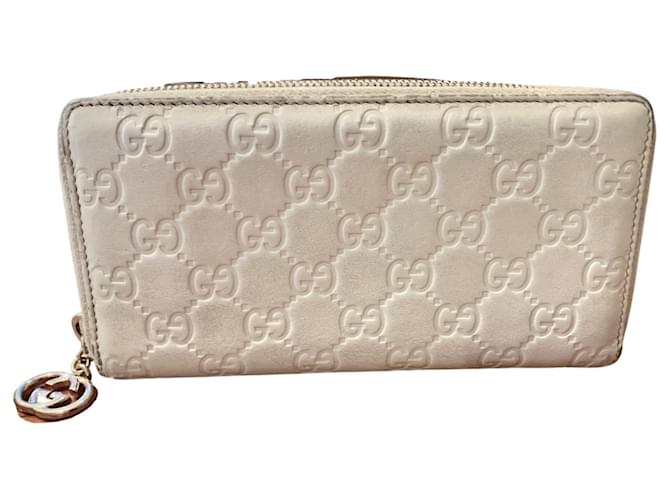 GUCCI leather wallet with Guccissima print Beige  ref.1318362