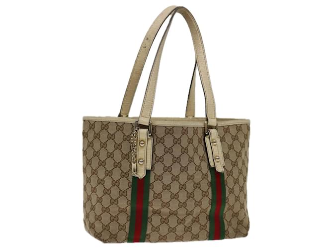 GUCCI GG Canvas Web Sherry Line Tote Bag Beige Rouge Vert 137396 auth 69642  ref.1318377