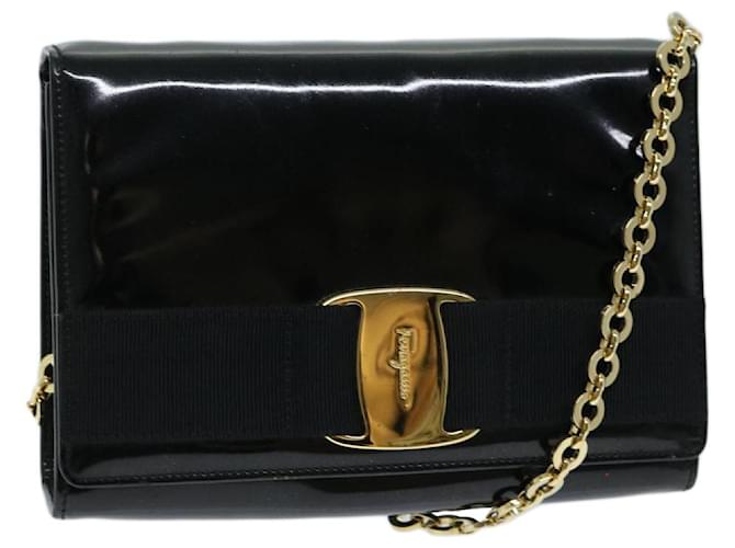 Salvatore Ferragamo Chain Shoulder Bag Patent leather Black Auth ep3748  ref.1318403