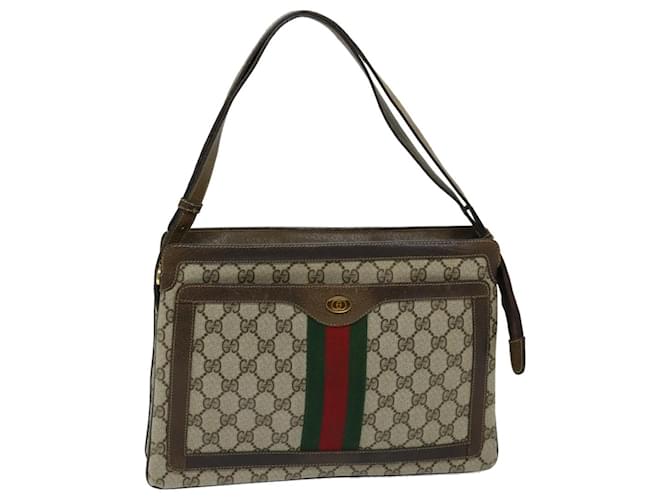 GUCCI GG Supreme Web Sherry Line Shoulder Bag Beige Red Green Auth ep3747  ref.1318438