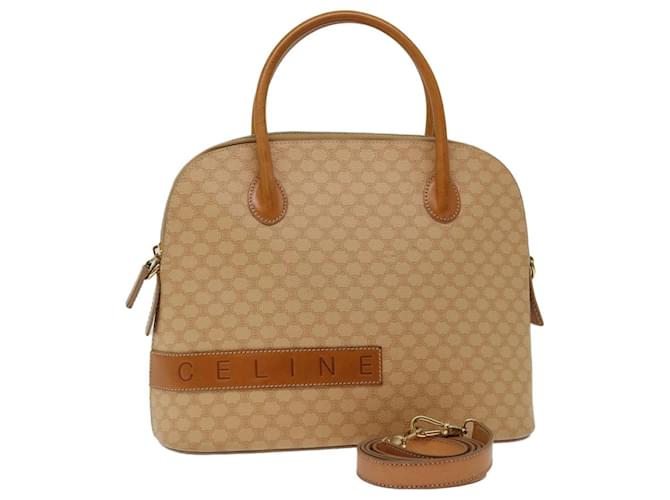Céline CELINE Macadam Canvas Hand Bag PVC Leather 2way Beige Auth 69018  ref.1318459