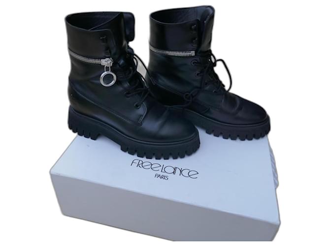 Free Lance Juno black ankle boots Leather  ref.1318507