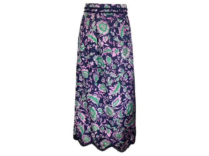 Autre Marque Muveil Navy Blue / Pink Multi Stamp Print Skirt Multiple colors Polyester  ref.1318540