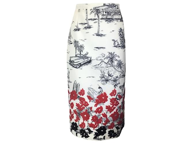 Autre Marque NO. 21 White Multi Sequined Printed Mid-Length Cotton Pencil Skirt  ref.1318546