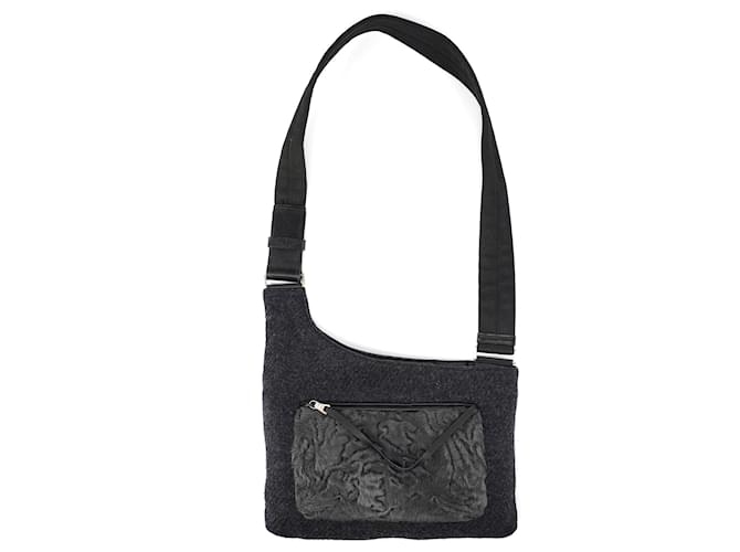 PRADA Shoulder bags Wool Anthracite Cleo Dark grey  ref.1318564