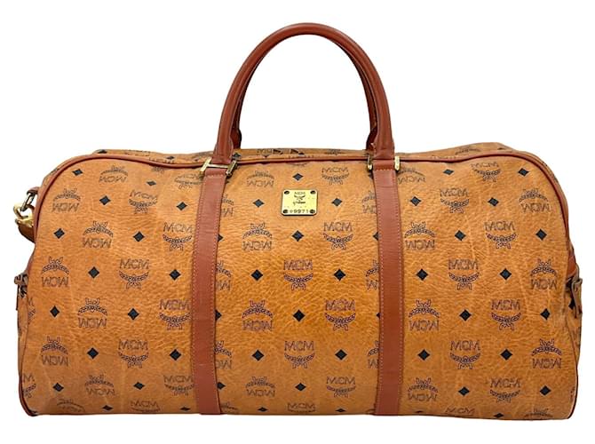 Sac de voyage vintage MCM Boston Bag 55 en cuir cognac marron avec logo imprimé.  ref.1318570