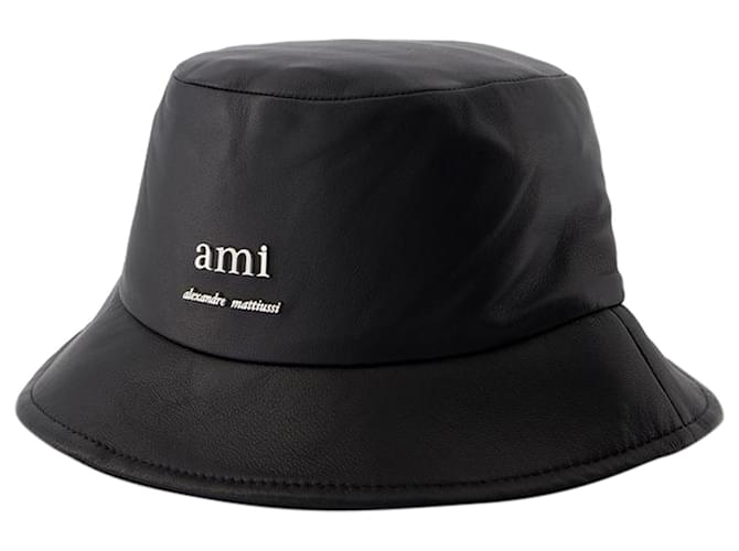 Chapéu Bucket Ami - AMI Paris - Couro - Preto  ref.1318596