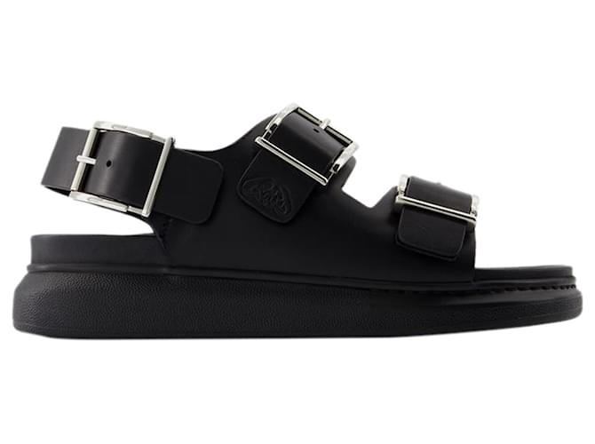 Seal Sandals - Alexander McQueen - Calfskin - Black Leather Pony-style calfskin  ref.1318606