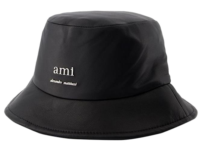 Ami Bucket Hat - AMI Paris - Leather - Black  ref.1318639
