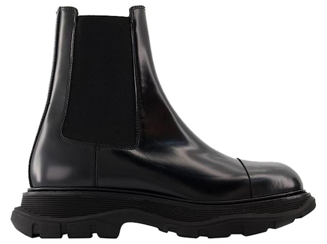 Treadslick Ankle Boots - Alexander McQueen - Calfskin - Black Leather Pony-style calfskin  ref.1318653