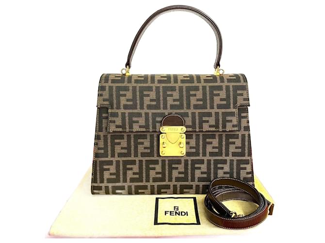 Fendi Zucca Canvas Flap Handbag Cloth  ref.1318698