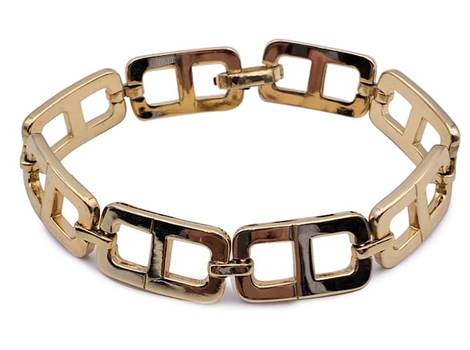 Christian Dior Vintage Gold Metal Chain Link CD Logo Bracelet Golden  ref.1318752