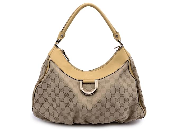 Gucci Beige Monogram Canvas Abbey D-ring Hobo Tote Bag Cloth  ref.1318763