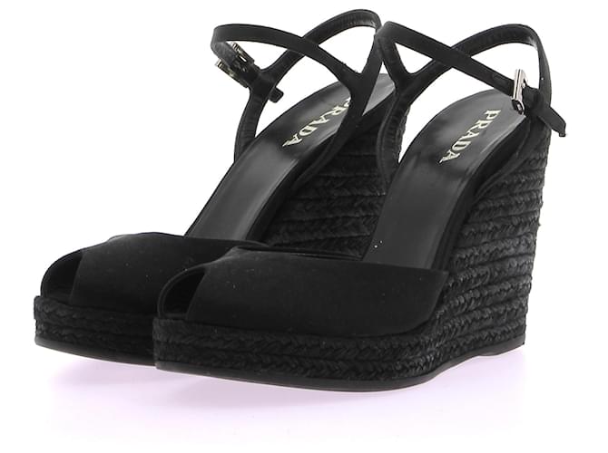 PRADA  Sandals T.eu 37 leather Black  ref.1318778