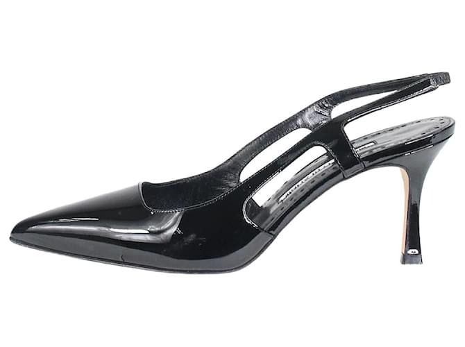 Manolo Blahnik Black slingback heels with pointed toe - size EU 36 Leather  ref.1318785
