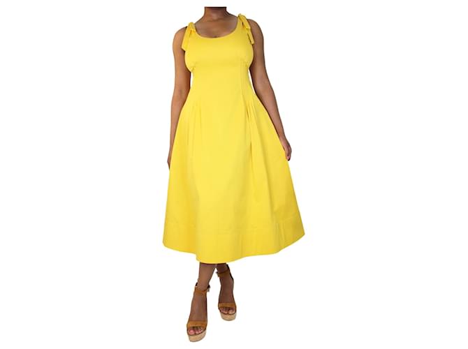 Oscar de la Renta Yellow sleeveless knot dress - size UK 14 Cotton  ref.1318804