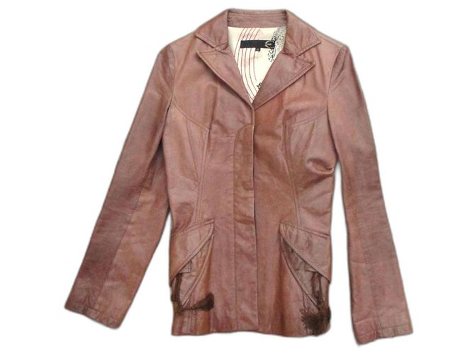 Just Cavalli Lederjacke Größe XS Hellbraun