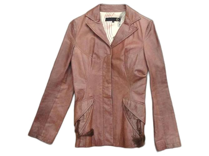 Just Cavalli leather jacket size XS Light brown  ref.1318809