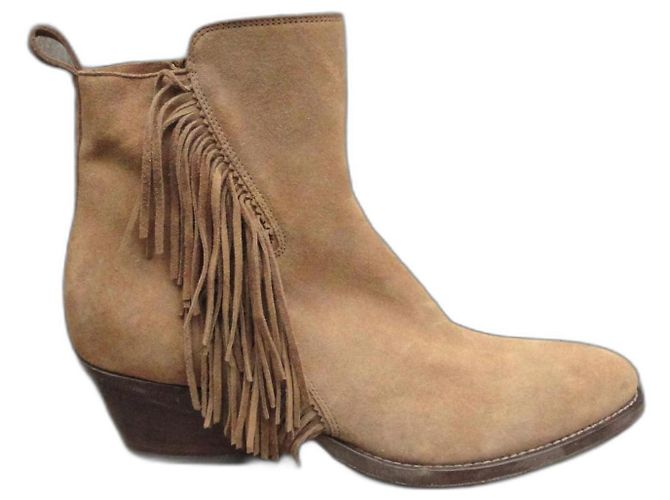 Sartore Stiefeletten Beige Wildleder mit Fransen