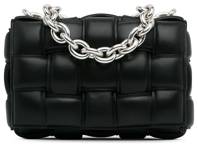 Bottega Veneta Black Maxi Intrecciato Padded Cassette Chain Leather Pony-style calfskin  ref.1318823