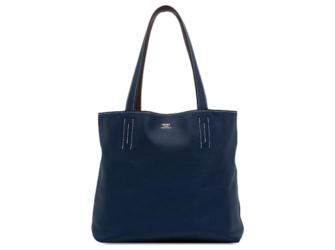Hermès Blue Clemence Double Sens 36 Red Dark blue Leather Pony-style calfskin  ref.1318834