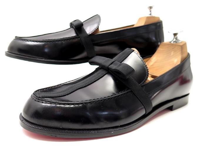 NEW CHRISTIAN LOUBOUTIN SHOES 40.5 BLACK PATENT LEATHER MOCCASINS LOAFERS  ref.1318891