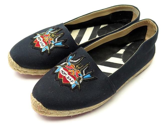 CHAUSSURES CHRISTIAN LOUBOUTIN MOM AND DAD 40 ESPADRILLES TISSU NOIR SHOES  ref.1318892