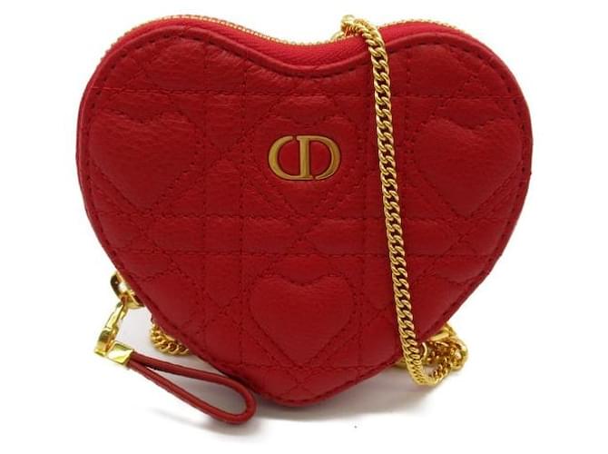 Dior Caro Heart Pouch with Chain Leather  ref.1318912