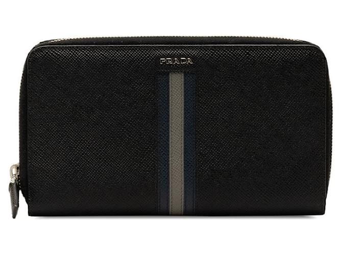 Prada Saffiano Leather Zip Around Wallet Leather Long Wallet in Good condition  ref.1318918