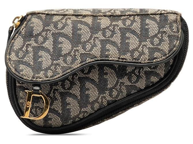 Saddle Pochette cosmétique en toile et cuir Dior en bon état Bleu  ref.1318947