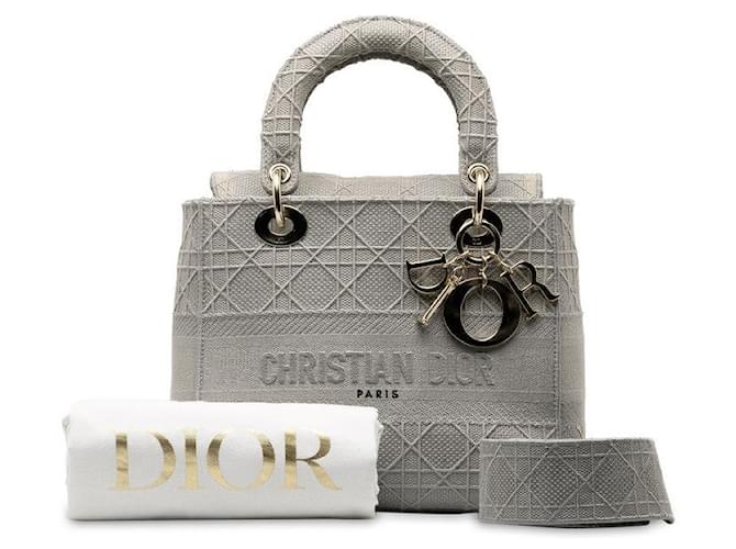 Dior Borsa Lady D-Lite media in tela Cannage  ref.1318957