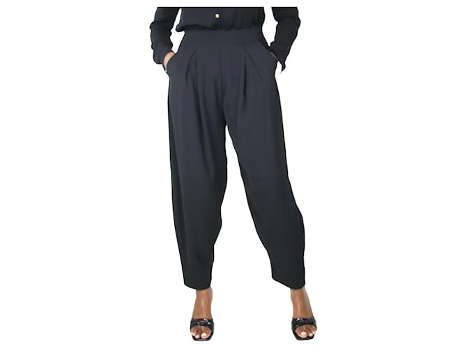 Autre Marque Black pleated trousers - size UK 12 Polyester  ref.1318965