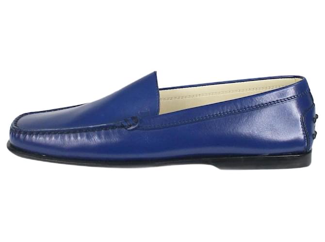 Tod's Blue leather flat shoes - size EU 39.5  ref.1318977