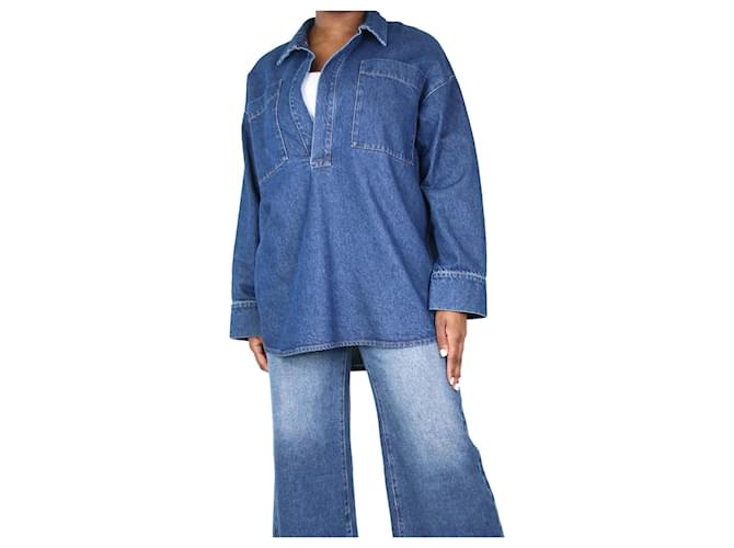 Autre Marque Camisa jeans azul com frente aberta - tamanho UK 12 Algodão  ref.1318982