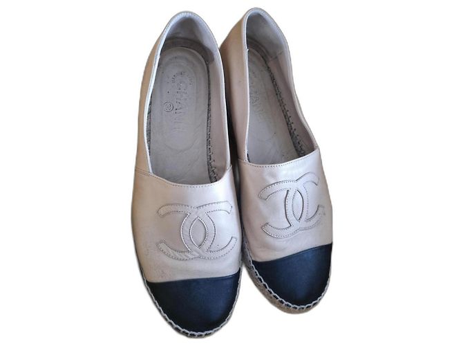 CHANEL Espadrilles beige schwarz Größe 42