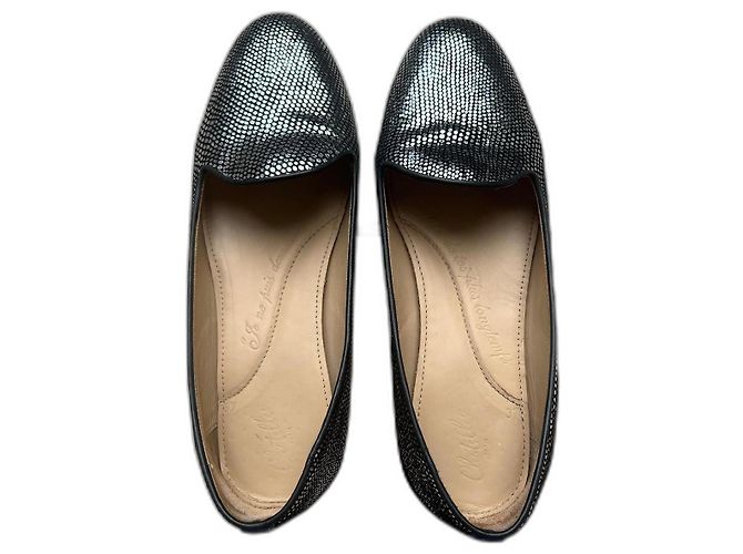 Pantofole Chatelles in camoscio nero e argento 37