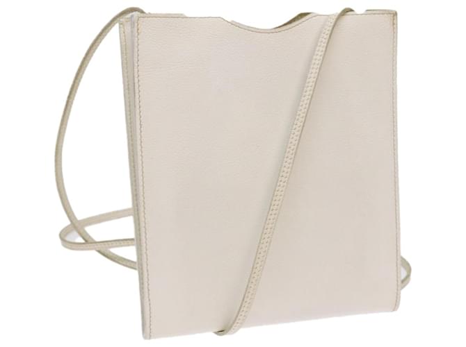 Hermès HERMES Onimetu Shoulder Bag Leather White Auth bs13159  ref.1319064