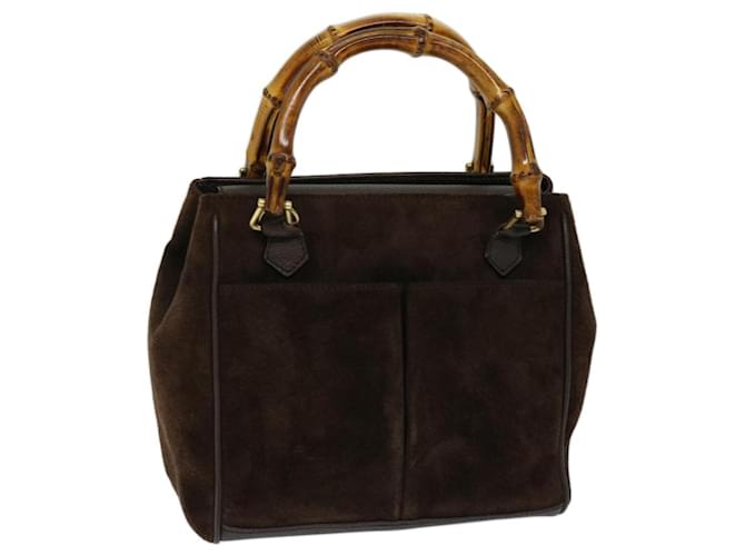 GUCCI Bamboo Hand Bag Suede Brown 000 122 0316 Auth ep3824  ref.1319074