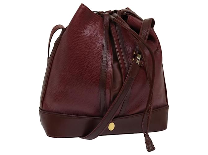 CARTIER Shoulder Bag Leather Bordeaux Auth ki4290  ref.1319149