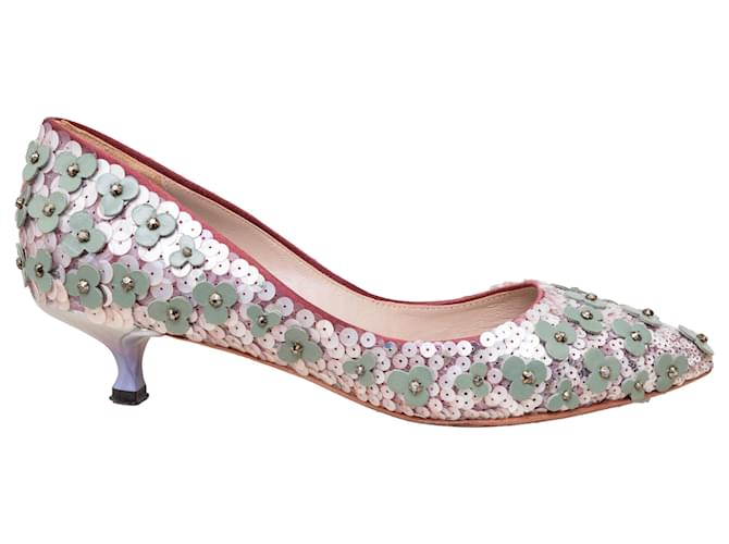 Zapatos de salón con adornos de cuentas de flores de Loewe Multicolor Cuero  ref.1319168