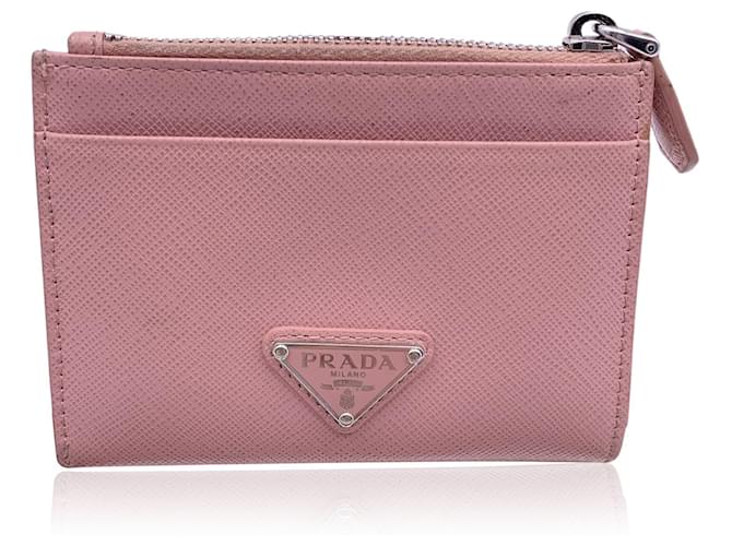 Saffiano PRADA Brieftasche Pink Leder  ref.1319218