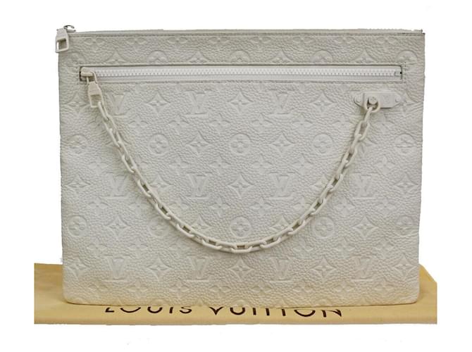 Louis Vuitton PochetteA4 Weiß Leinwand  ref.1319244