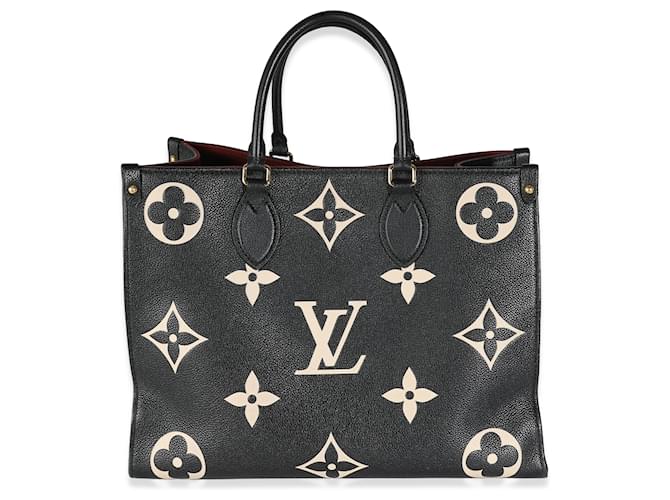 Louis Vuitton Black Cream Monogram Giant Empreinte Onthego MM Beige Leather  ref.1319275