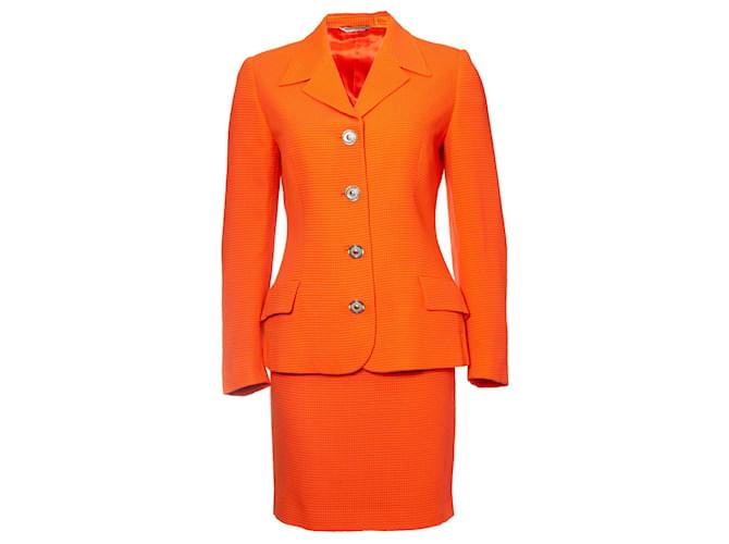 Autre Marque Gianni Versace Couture, Blazer et jupe orange  ref.1319280